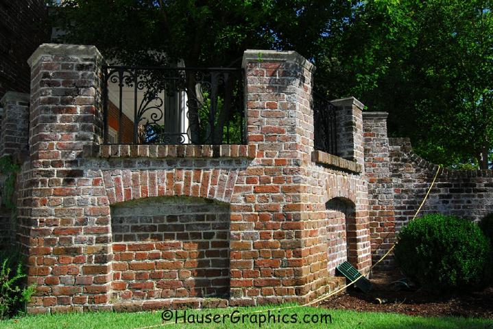 Old Brick Octagon wall near Fenwick's formal garden on the John's Island Plantation.  Photographer John R. Hauser. 